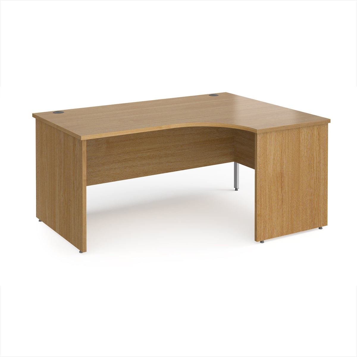 Maestro 25 right hand ergonomic desk 1600mm wide - Oak Top with panel end leg - view 1