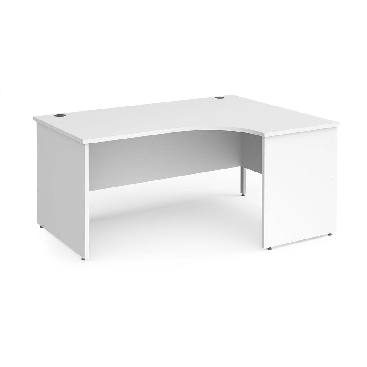 Maestro 25 right hand ergonomic desk 1600mm wide - White Top with panel end leg - view 1