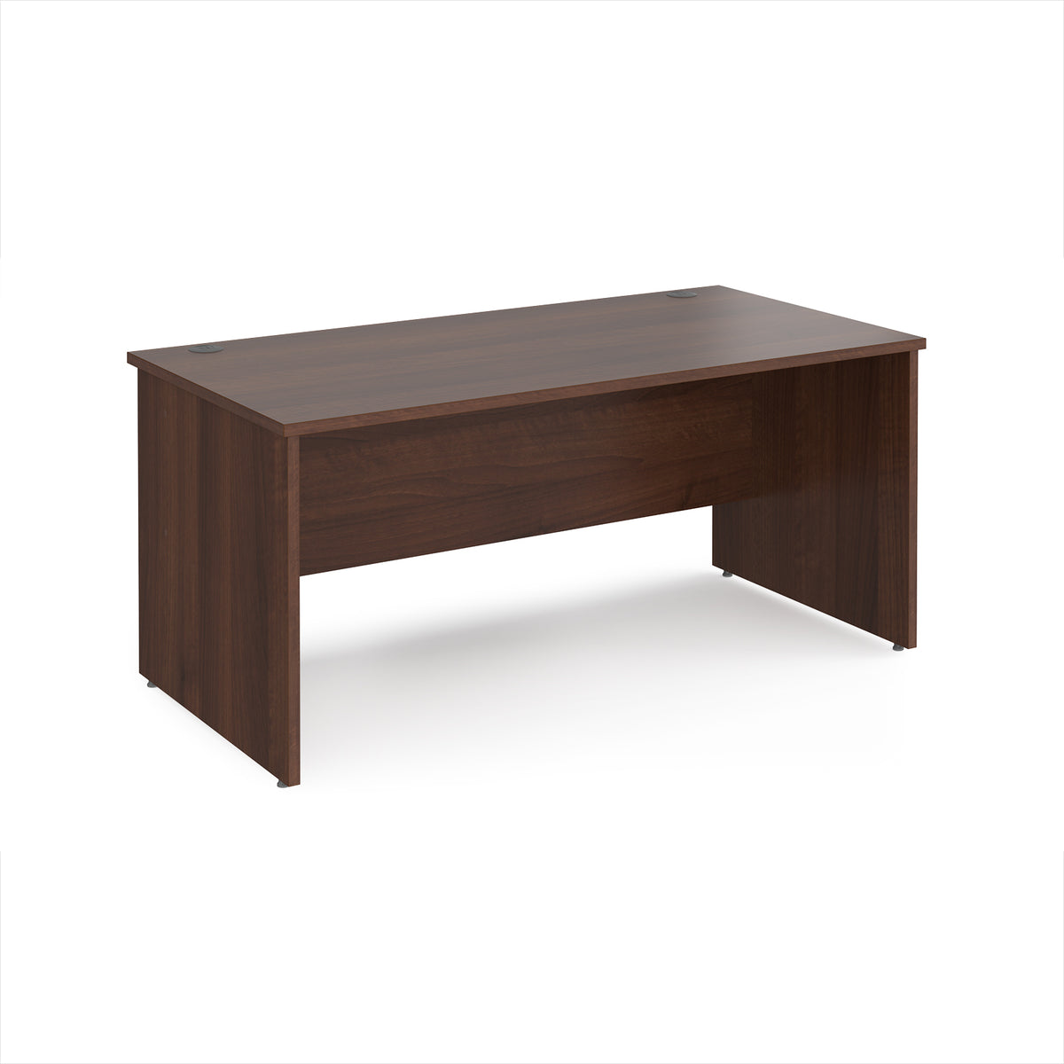 Maestro 25 straight desk 1600mm x 800mm - Walnut top with panel end leg - view 1