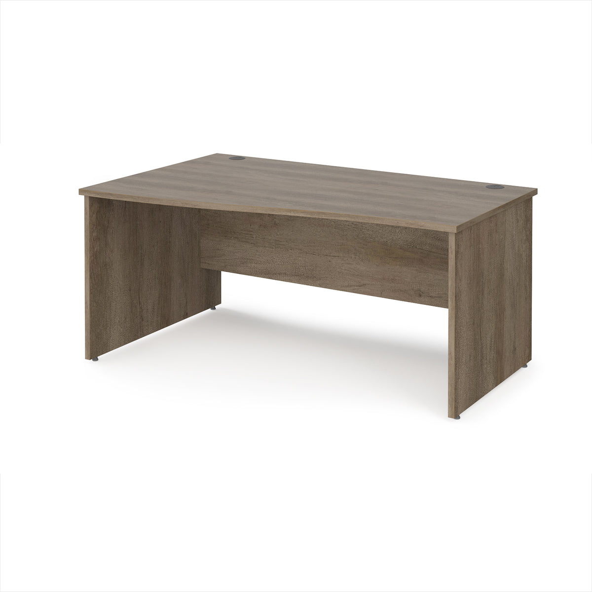 Maestro 25 left hand wave desk 1600mm wide - Nebraska Oak Top with panel end leg - view 1