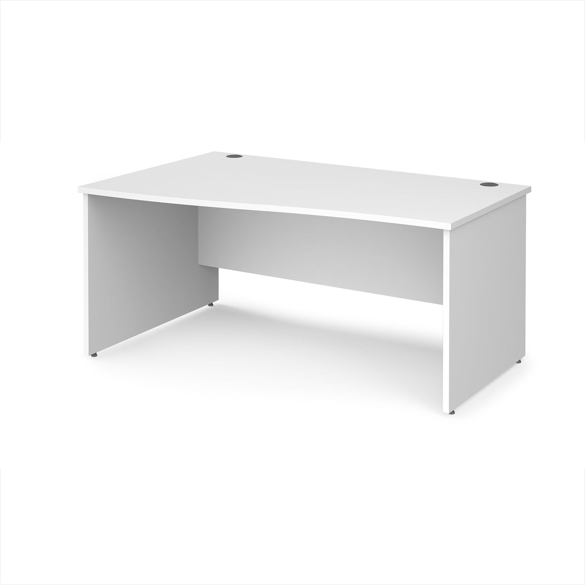 Maestro 25 left hand wave desk 1600mm wide - White Top with panel end leg - view 1