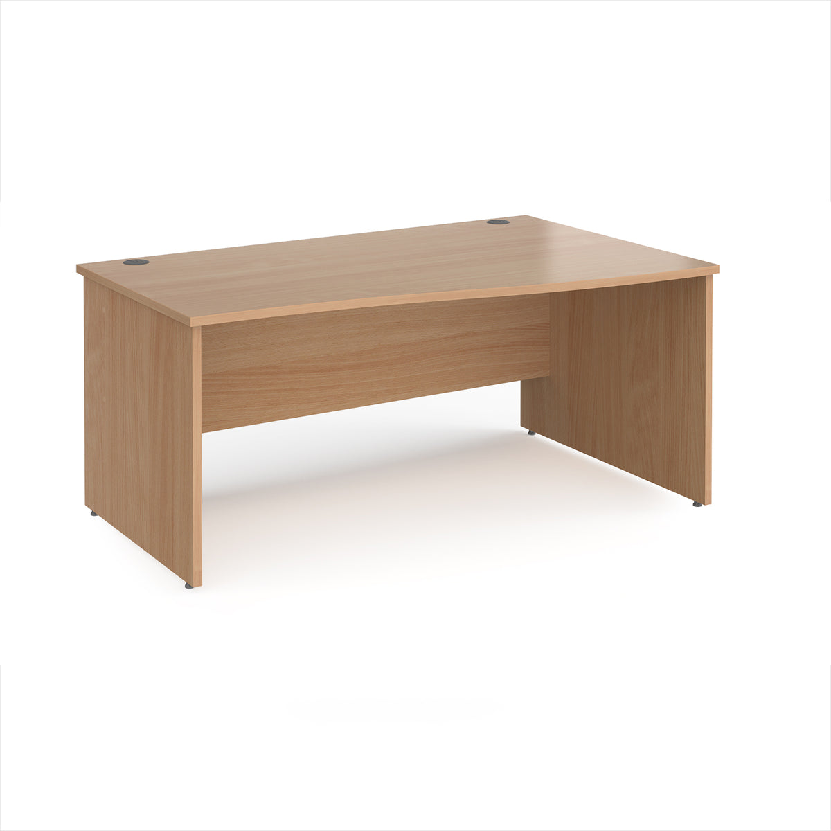 Maestro 25 right hand wave desk 1600mm wide - Beech top with panel end leg - view 1