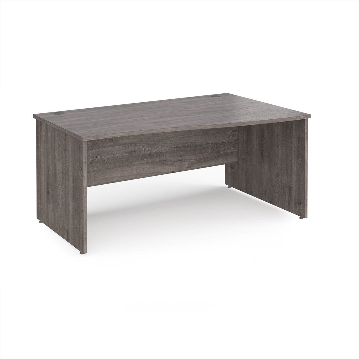 Maestro 25 right hand wave desk 1600mm wide - Grey Oak Top with panel end leg - view 1