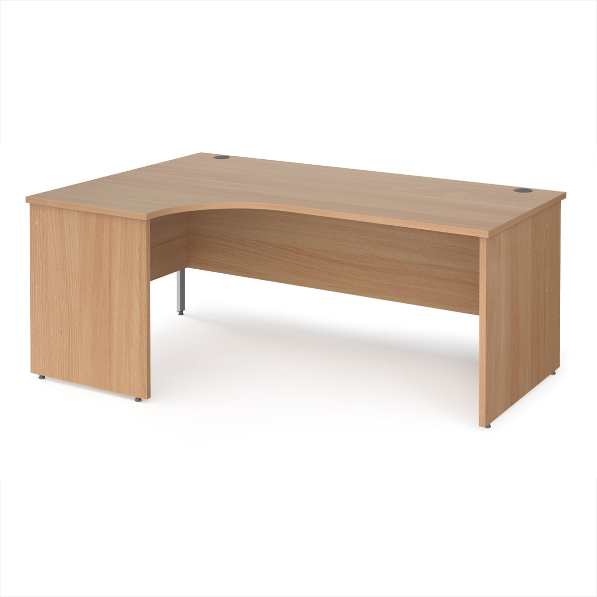 Maestro 25 left hand ergonomic desk 1800mm wide - Beech top with panel end leg - view 1