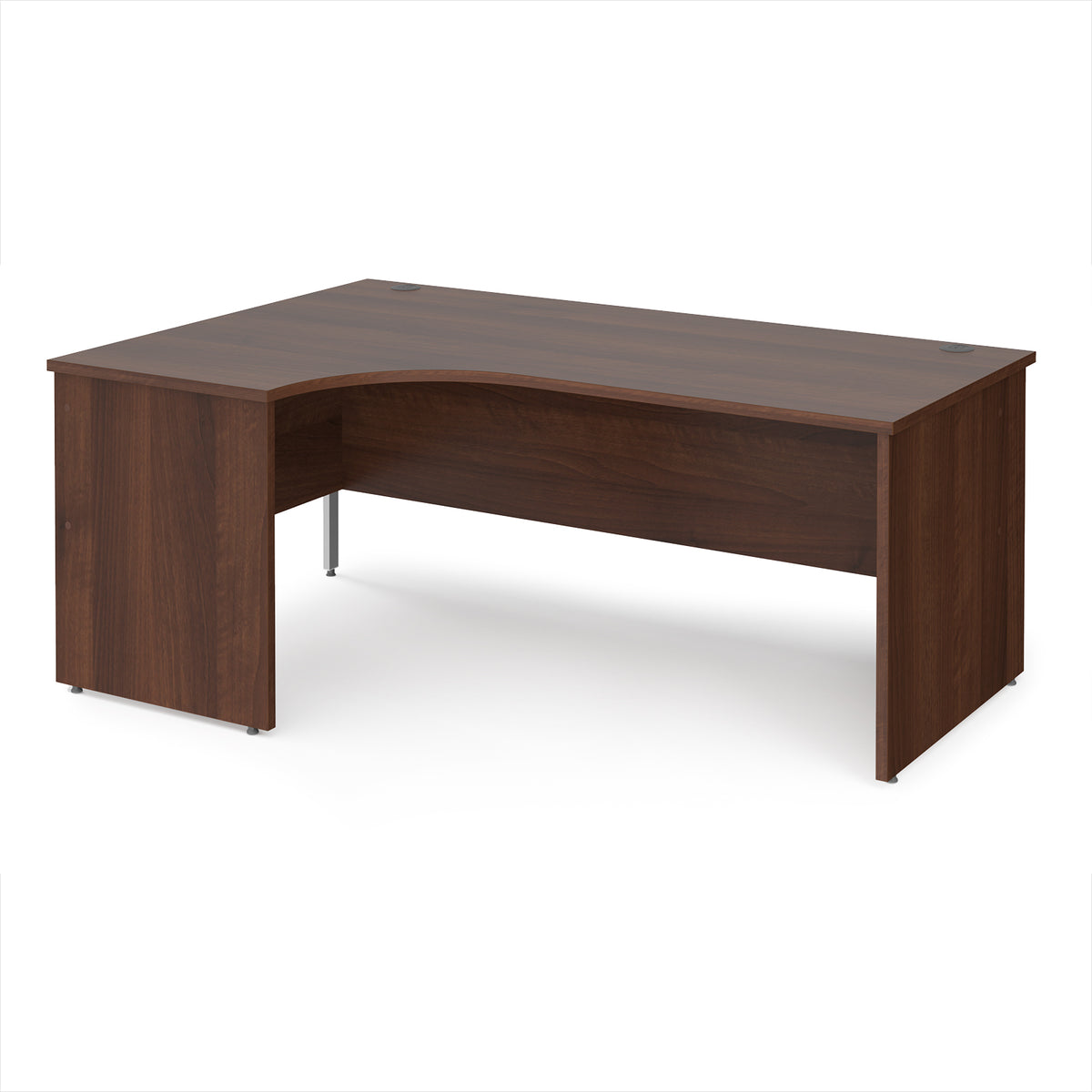 Maestro 25 left hand ergonomic desk 1800mm wide - Walnut top with panel end leg - view 1