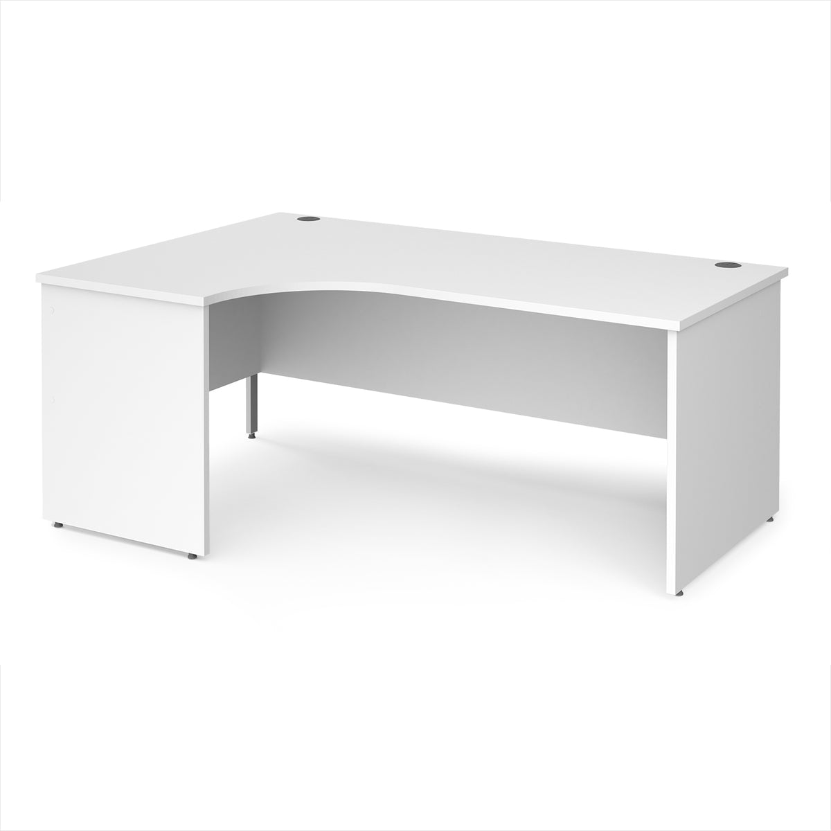 Maestro 25 left hand ergonomic desk 1800mm wide - White Top with panel end leg - view 1