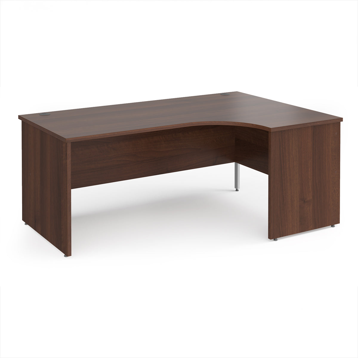 Maestro 25 right hand ergonomic desk 1800mm wide - Walnut top with panel end leg - view 1