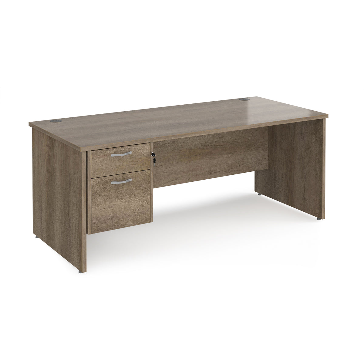 Maestro 25 straight desk 1800mm x 800mm with 2 drawer pedestal - Nebraska Oak Top with panel end leg - view 1