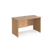 Maestro 25 straight desk 1200mm x 600mm with 2 drawer pedestal - Beech top with panel end leg - view 1
