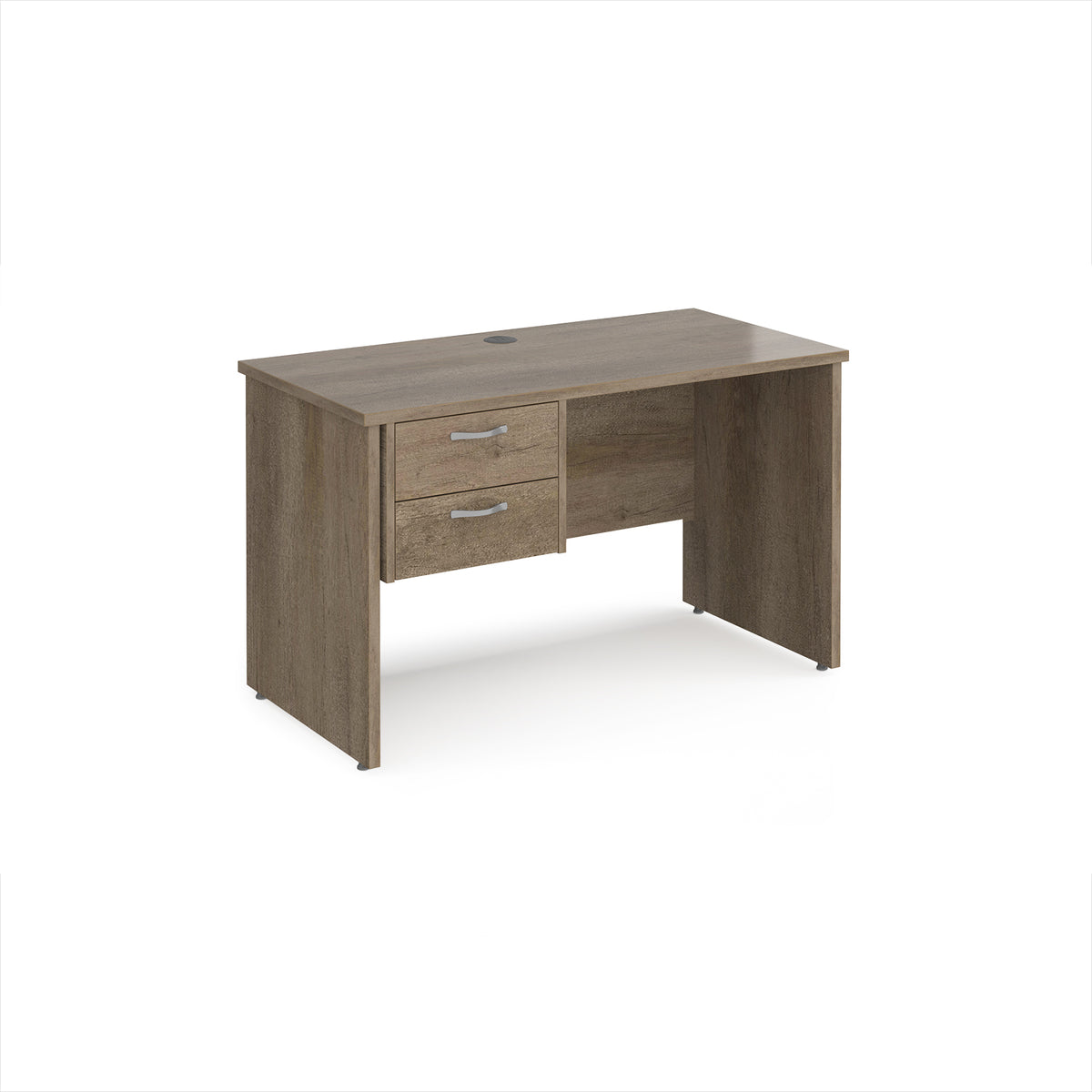 Maestro 25 straight desk 1200mm x 600mm with 2 drawer pedestal - Nebraska Oak Top with panel end leg - view 1