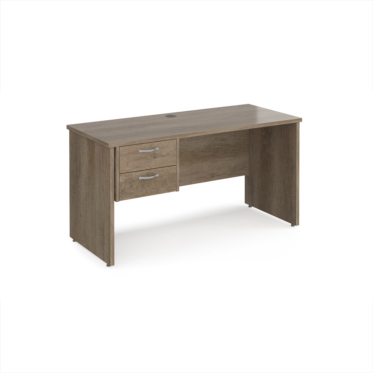 Maestro 25 straight desk 1400mm x 600mm with 2 drawer pedestal - Nebraska Oak Top with panel end leg - view 1