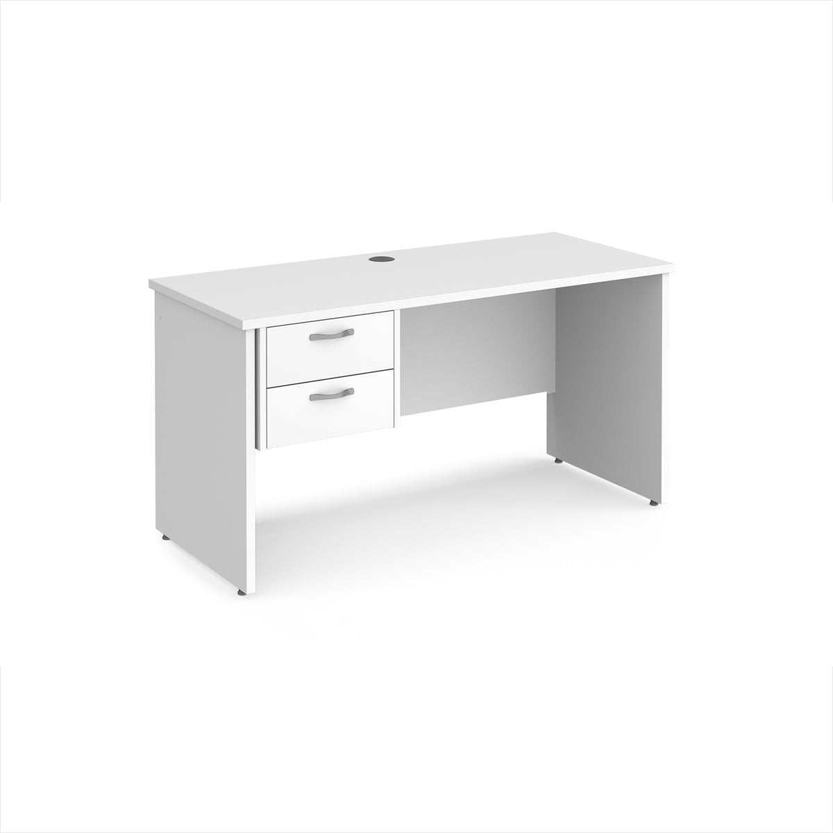 Maestro 25 straight desk 1400mm x 600mm with 2 drawer pedestal - White Top with panel end leg - view 1