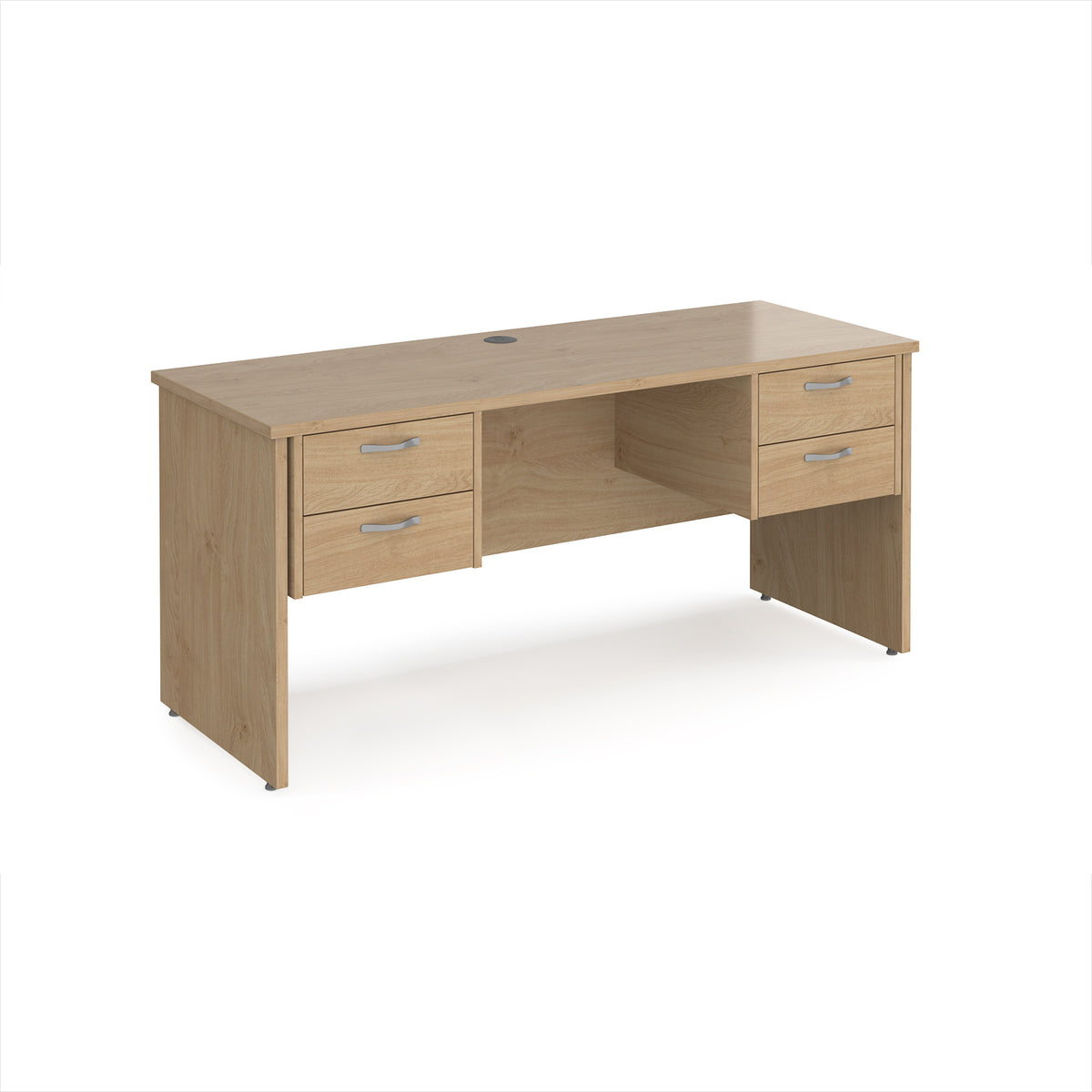 Maestro 25 straight desk 1600mm x 600mm with two x 2 drawer pedestals - Kendal Oak Top with panel end leg - view 1