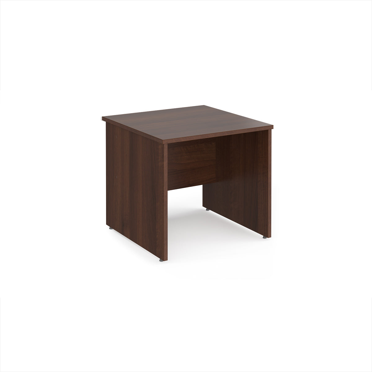 Maestro 25 straight desk 800mm x 800mm - Walnut top with panel end leg - view 1