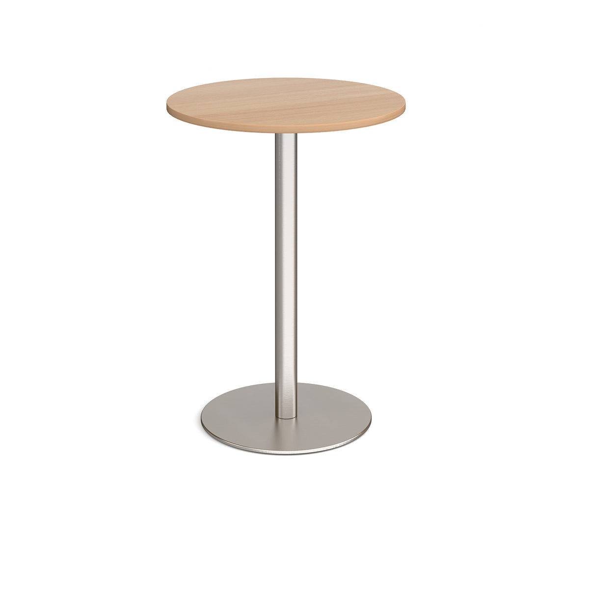 Monza circular poseur table with flat round brushed steel base 800mm - Beech - view 1