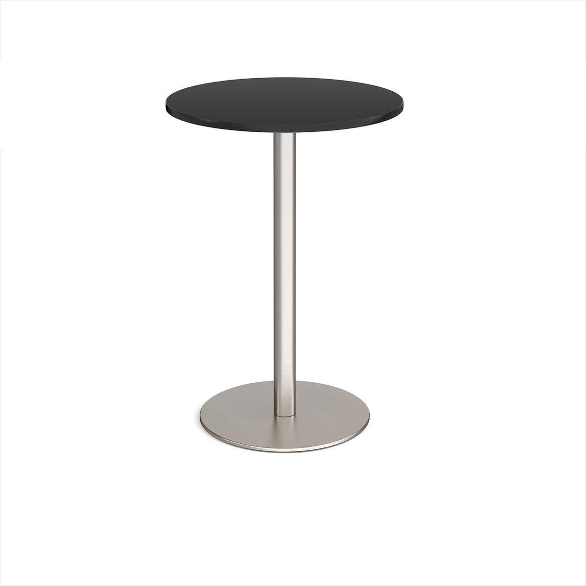 Monza circular poseur table with flat round brushed steel base 800mm - Black - view 1