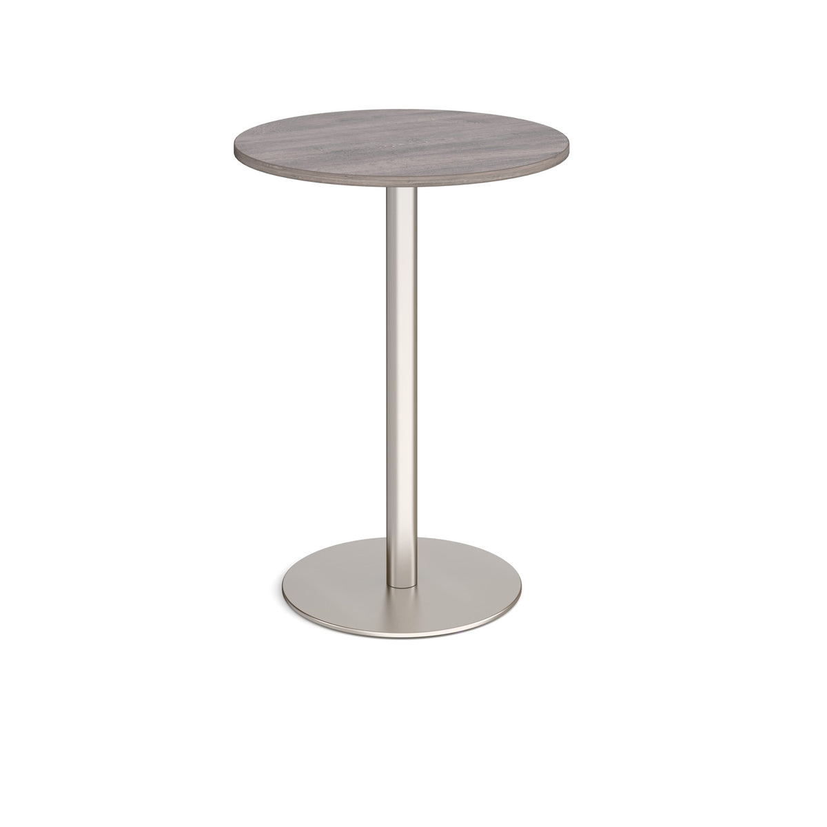 Monza circular poseur table with flat round brushed steel base 800mm - Grey Oak - view 1