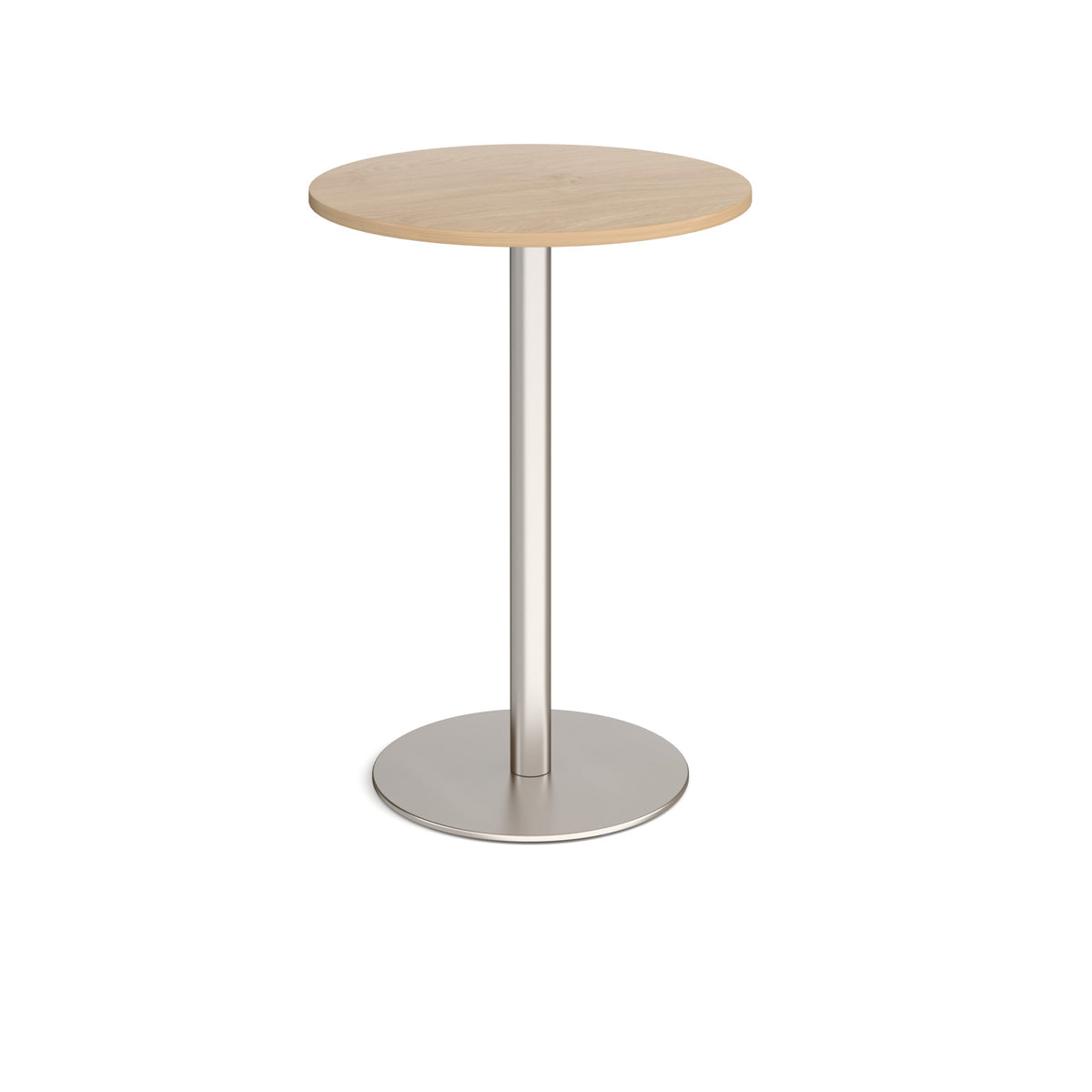 Monza circular poseur table with flat round brushed steel base 800mm - Kendal oak - view 1