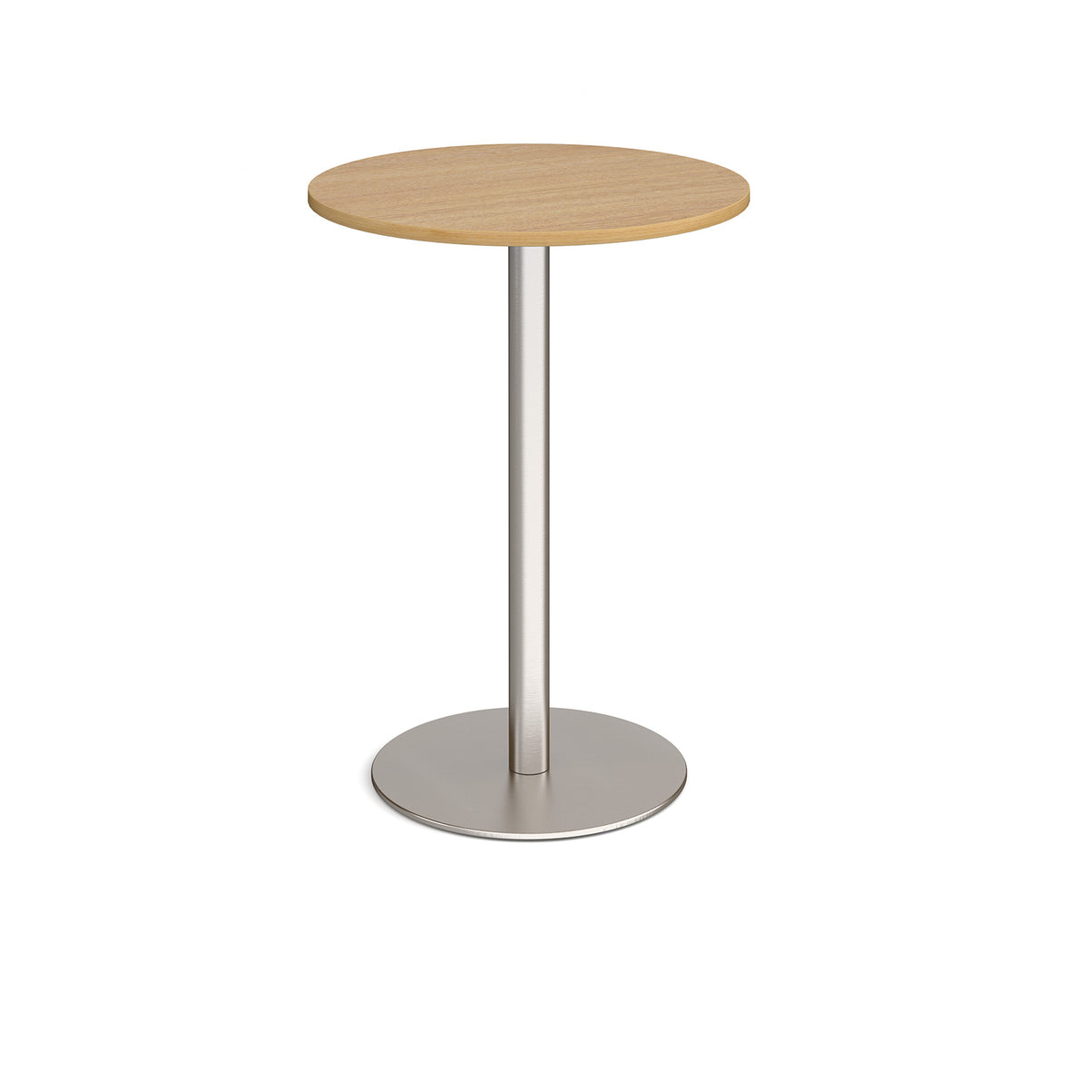 Monza circular poseur table with flat round brushed steel base 800mm - oak - view 1