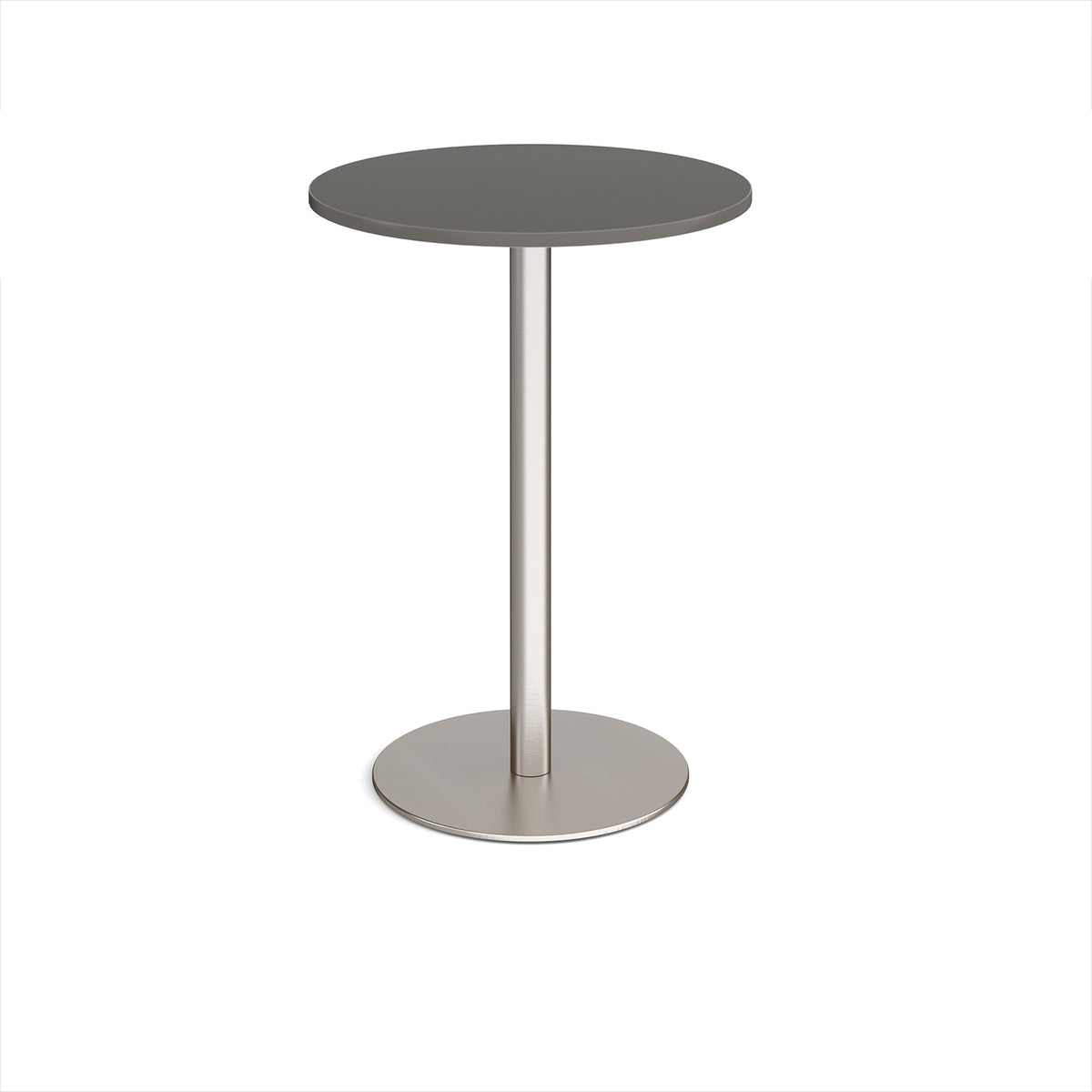 Monza circular poseur table with flat round brushed steel base 800mm - Onyx Grey - view 1