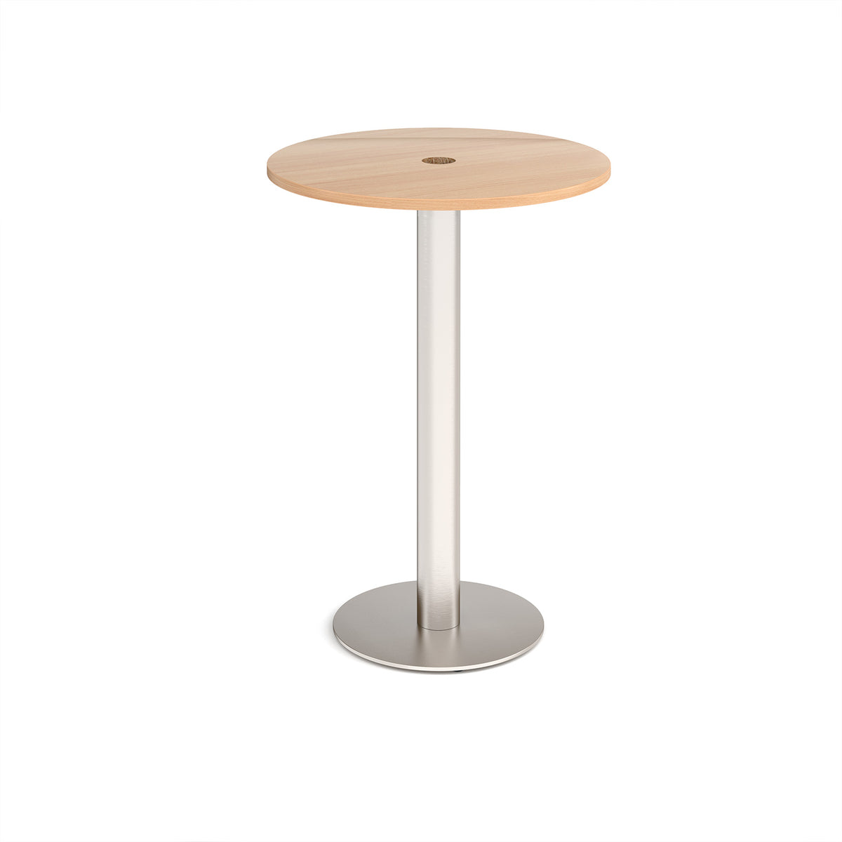 Monza circular poseur table 800mm with central circular cutout 80mm - Beech - view 1