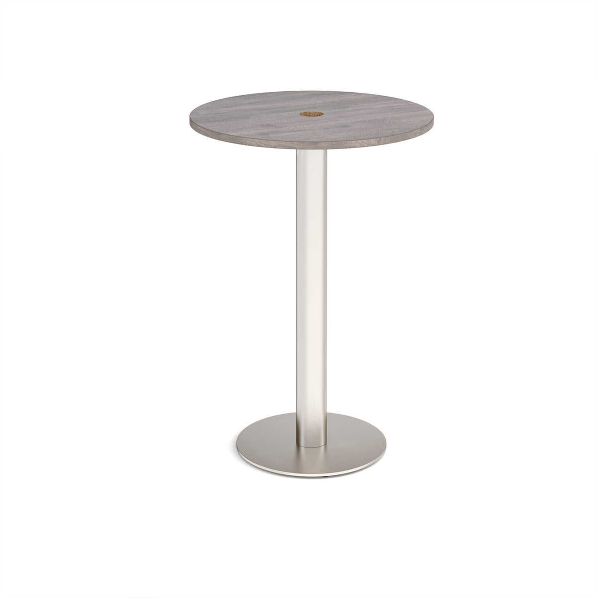 Monza circular poseur table 800mm with central circular cutout 80mm - Grey Oak - view 1