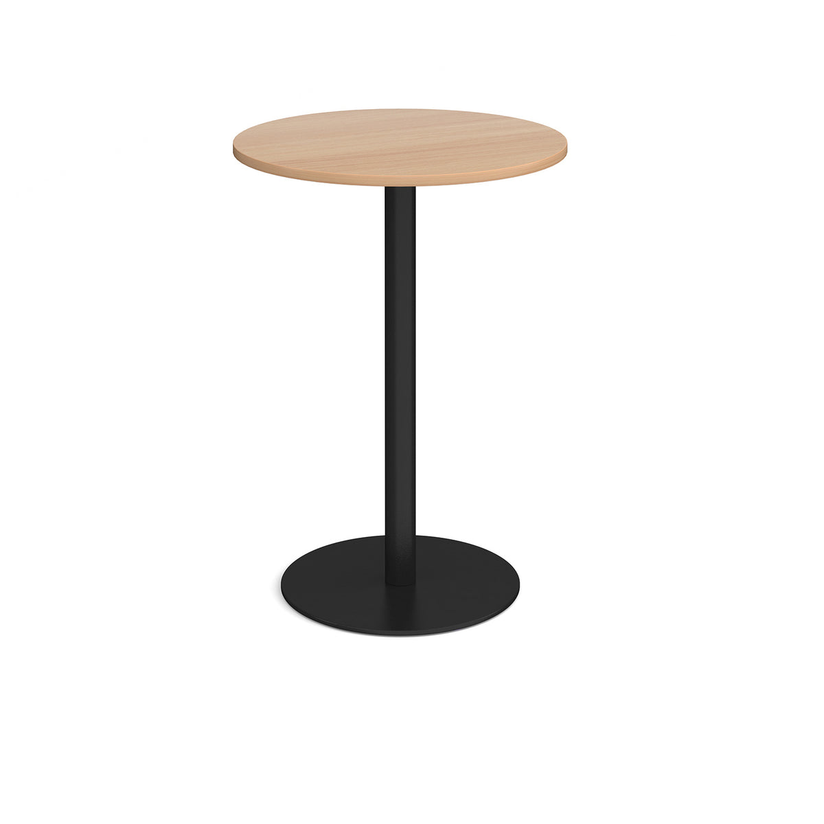 Monza circular poseur table with flat round black base 800mm - Beech - view 1