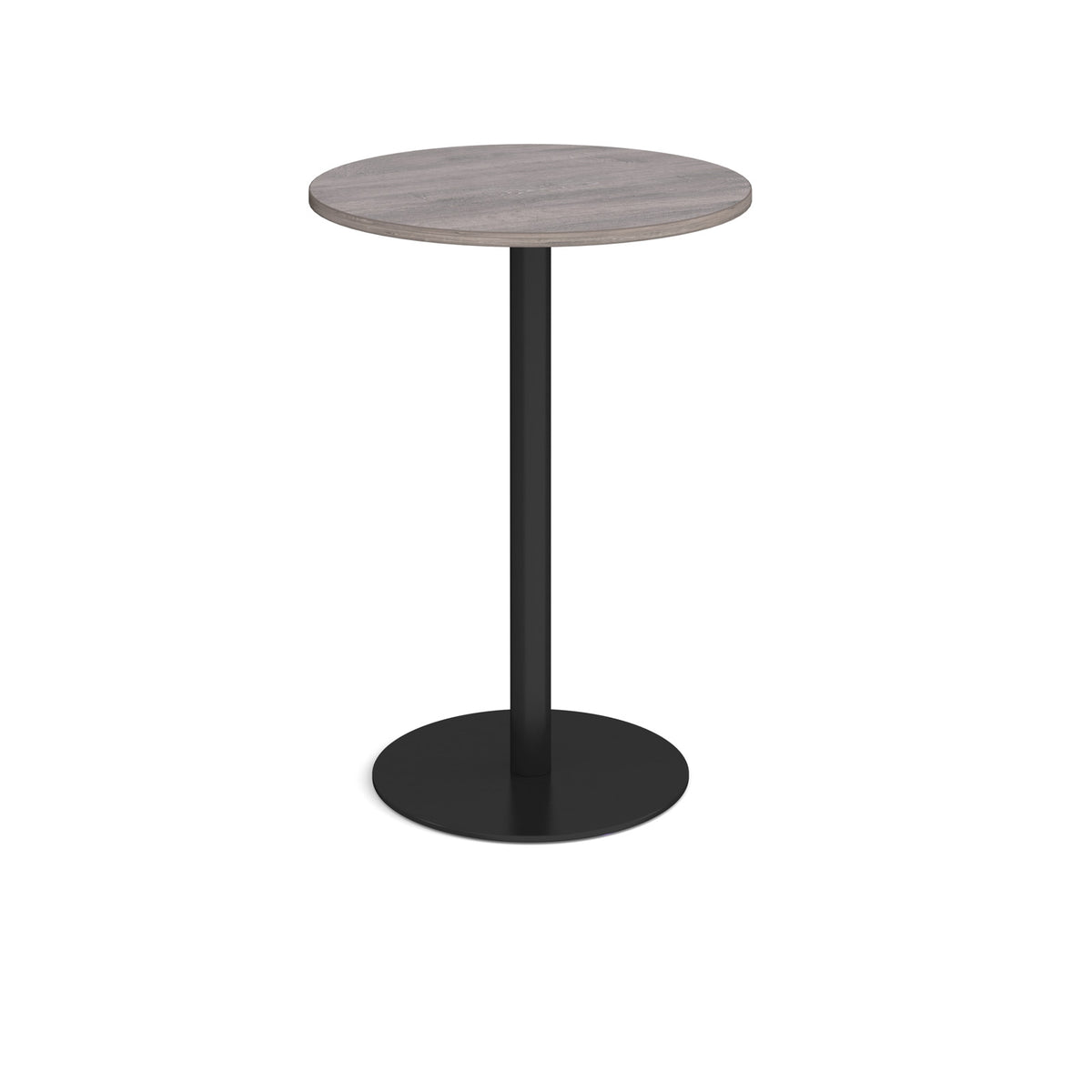 Monza circular poseur table with flat round black base 800mm - Grey Oak - view 1