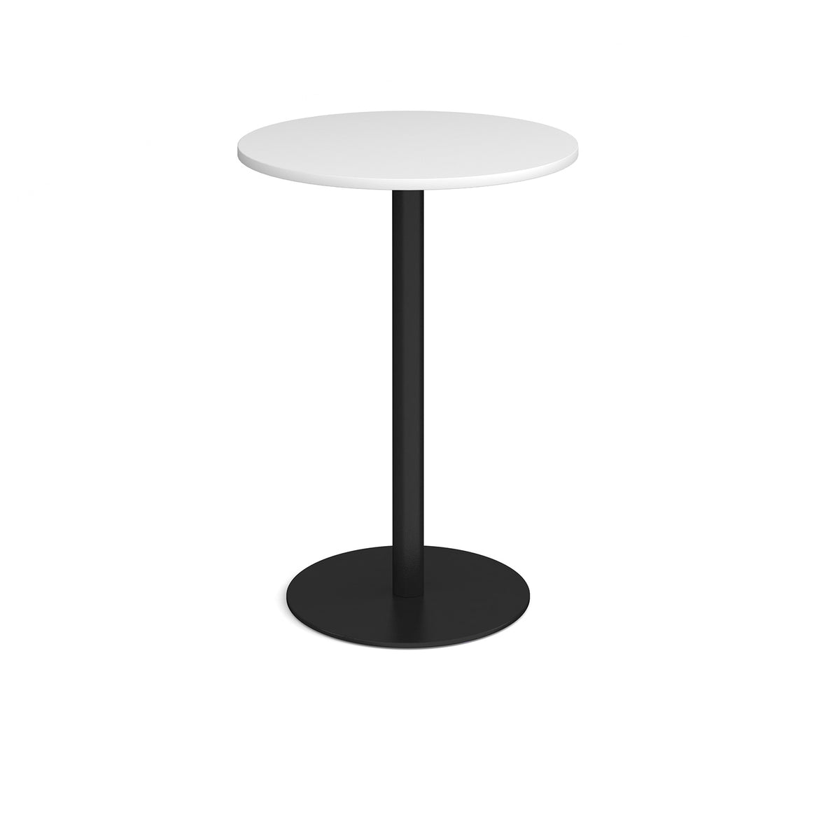 Monza circular poseur table with flat round black base 800mm - white - view 1