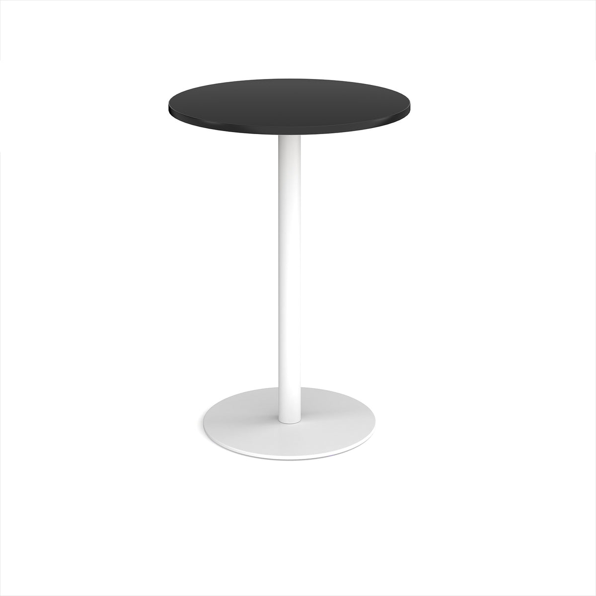Monza circular poseur table with flat round white base 800mm - Black - view 1
