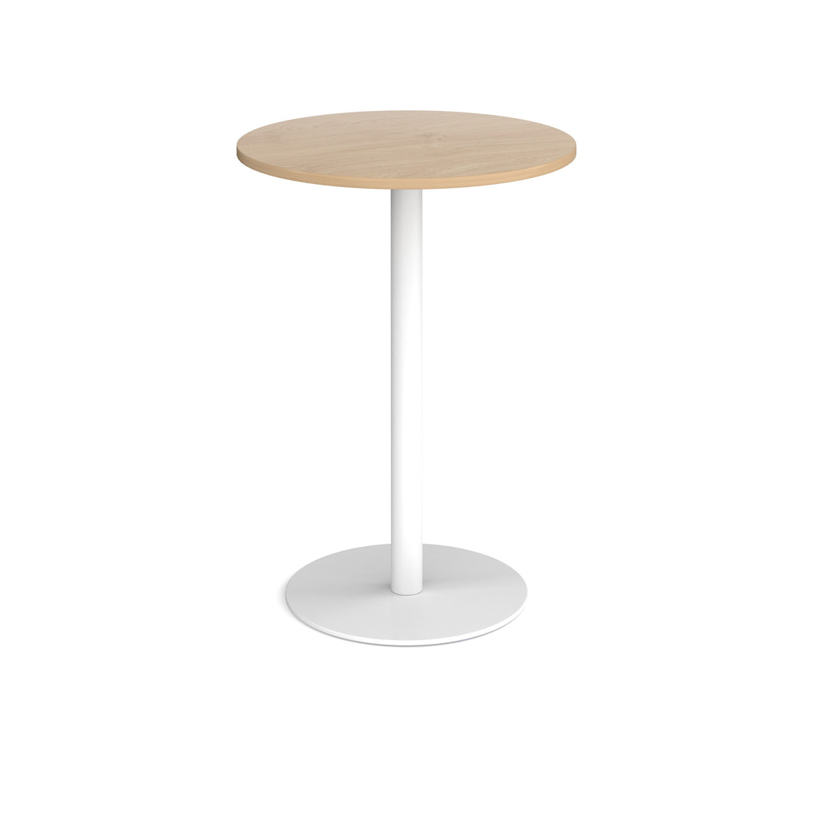 Monza circular poseur table with flat round white base 800mm - Kendal oak - view 1