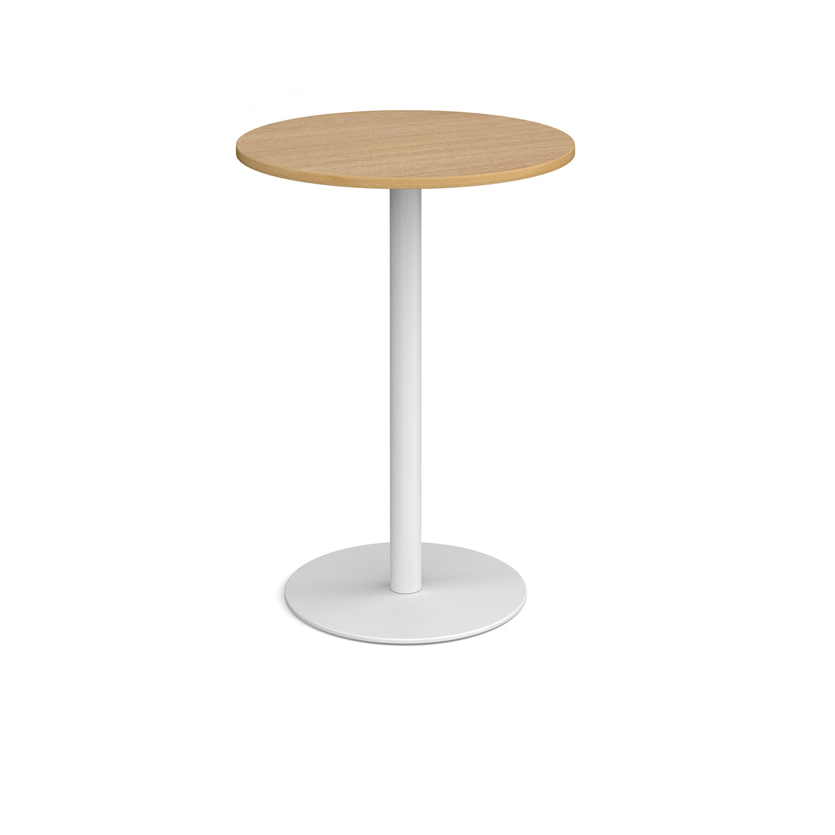 Monza circular poseur table with flat round white base 800mm - oak - view 1