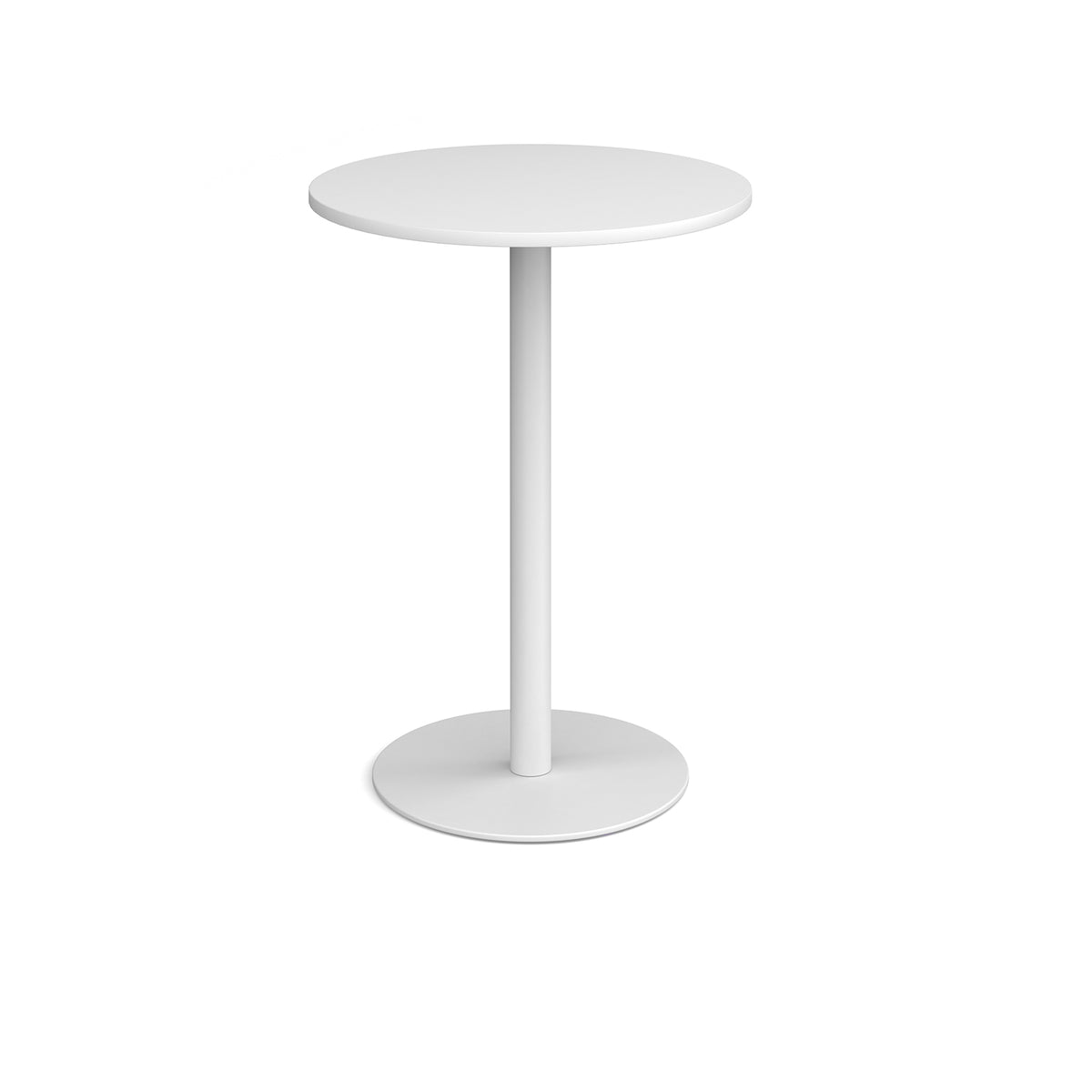 Monza circular poseur table with flat round white base 800mm - white - view 1