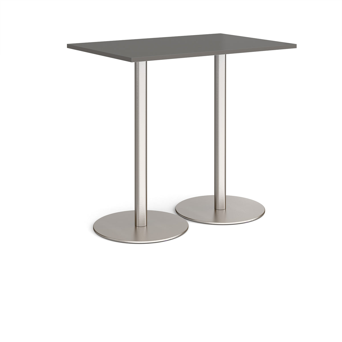 Monza rectangular poseur table with flat round brushed steel bases 1200mm x 800mm - Onyx Grey - view 1