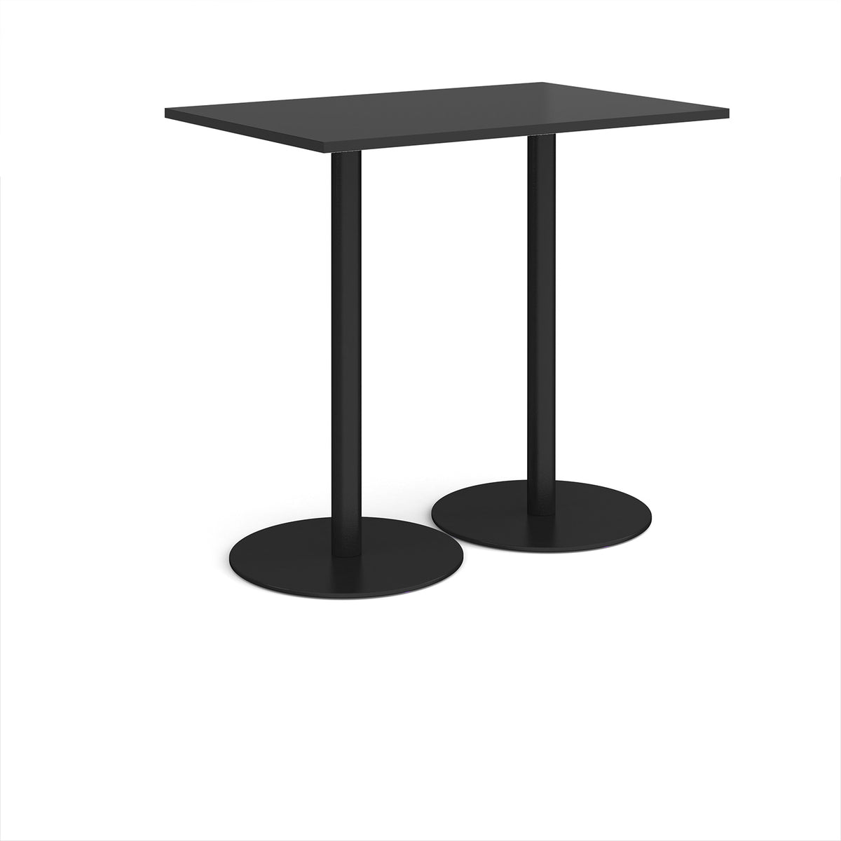 Monza rectangular poseur table with flat round black bases 1200mm x 800mm - Black - view 1