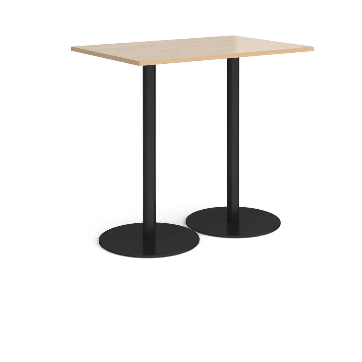 Monza rectangular poseur table with flat round black bases 1200mm x 800mm - Kendal oak - view 1