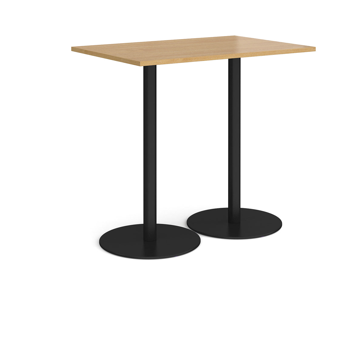 Monza rectangular poseur table with flat round black bases 1200mm x 800mm - oak - view 1