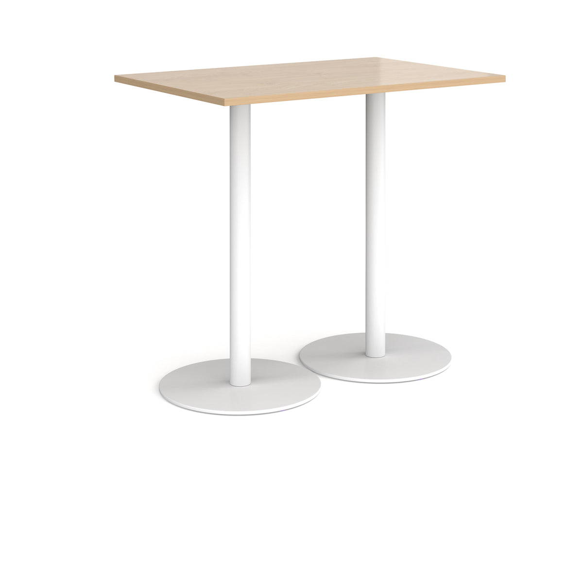 Monza rectangular poseur table with flat round white bases 1200mm x 800mm - Kendal oak - view 1