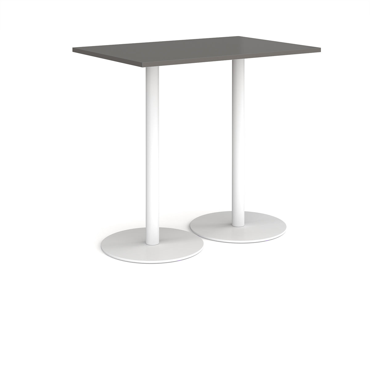 Monza rectangular poseur table with flat round white bases 1200mm x 800mm - Onyx Grey - view 1