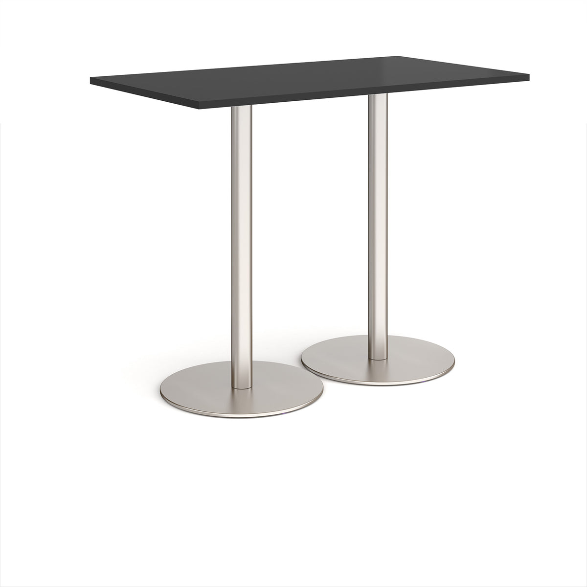 Monza rectangular poseur table with flat round brushed steel bases 1400mm x 800mm - Black - view 1