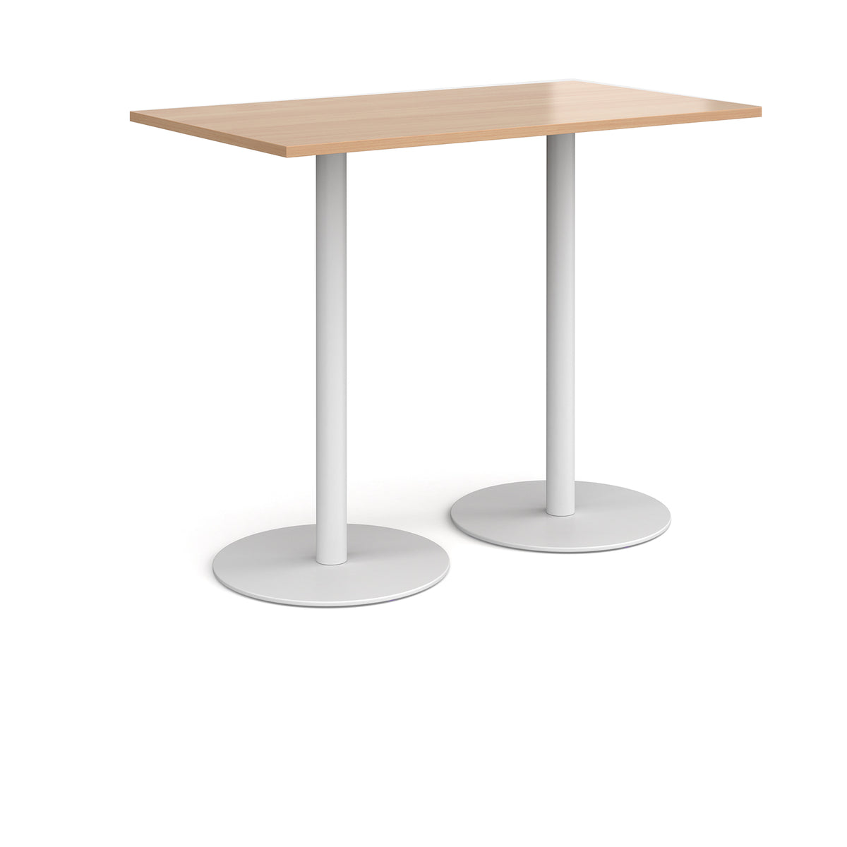 Monza rectangular poseur table with flat round white bases 1400mm x 800mm - Beech - view 1