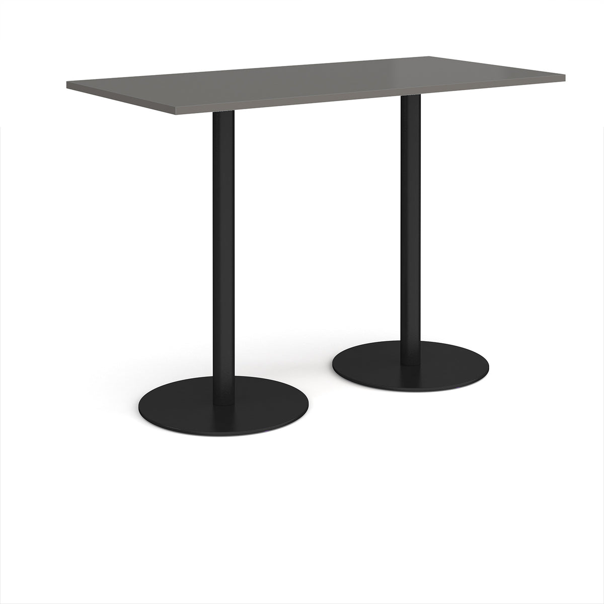 Monza rectangular poseur table with flat round black bases 1600mm x 800mm - Onyx Grey - view 1