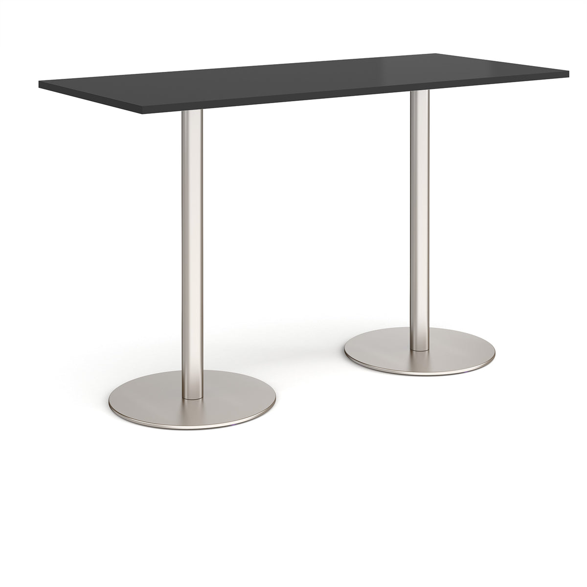 Monza rectangular poseur table with flat round brushed steel bases 1800mm x 800mm - Black - view 1