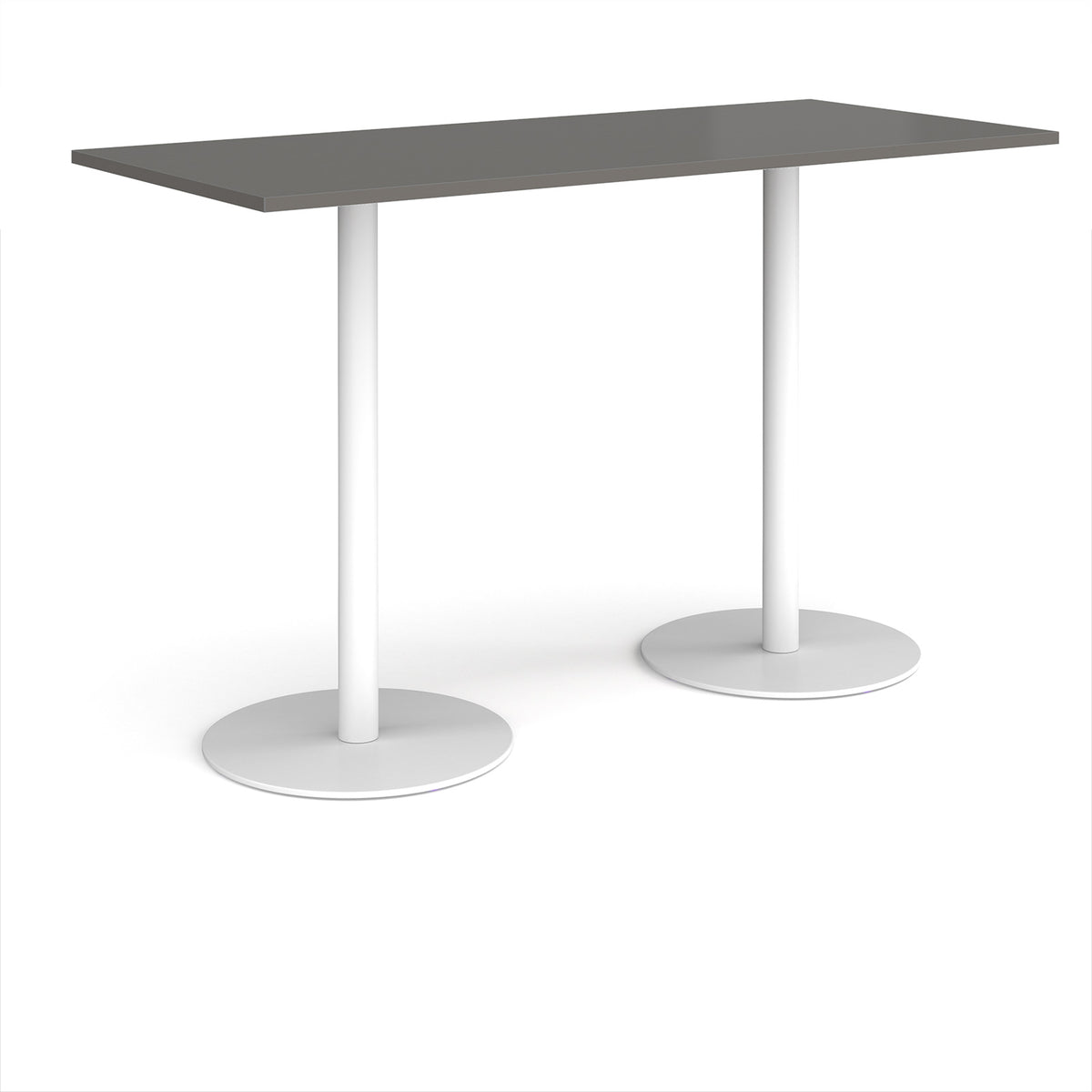 Monza rectangular poseur table with flat round white bases 1800mm x 800mm - Onyx Grey - view 1