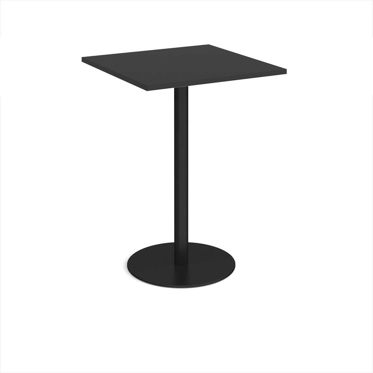 Monza square poseur table with flat round black base 800mm - Black - view 1