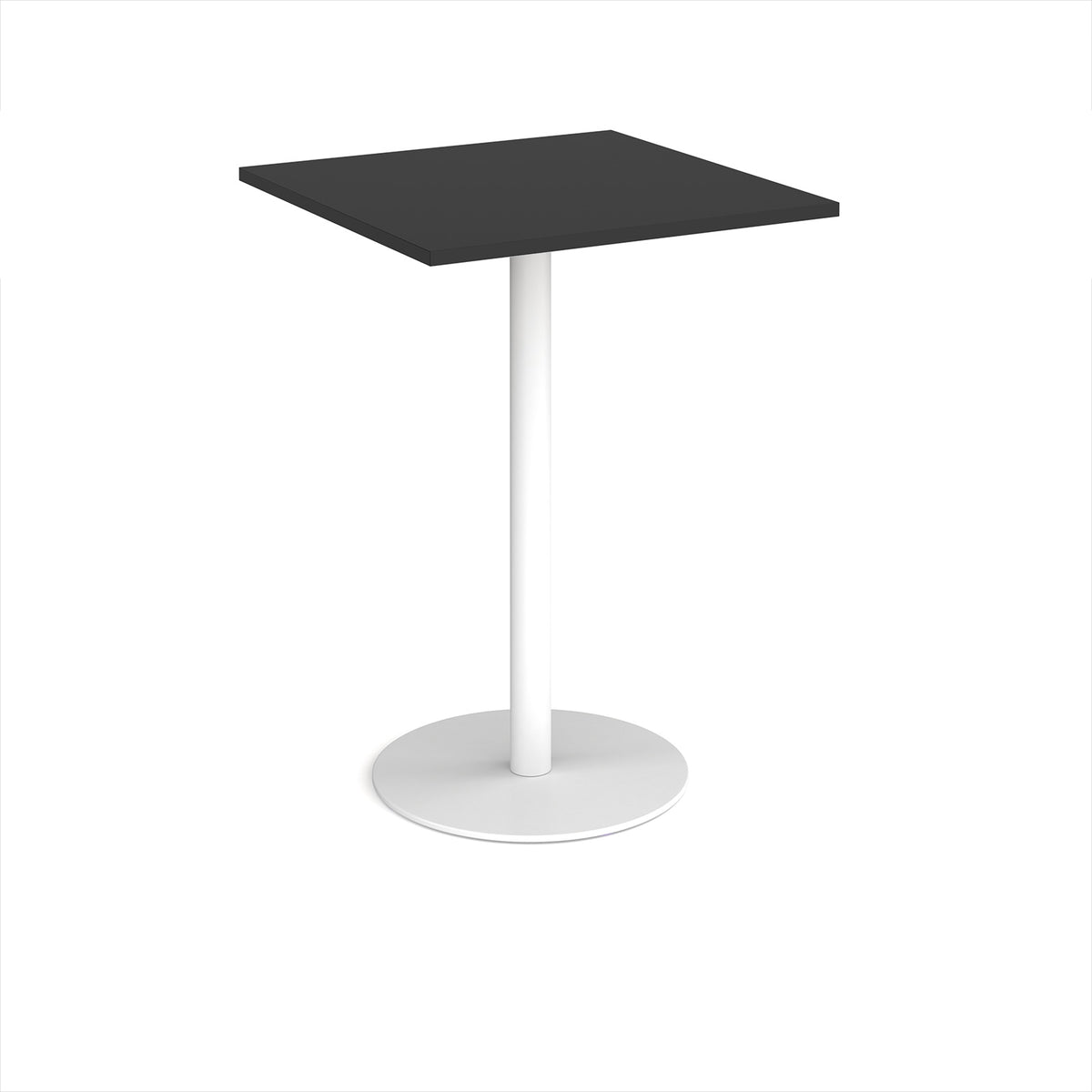 Monza square poseur table with flat round white base 800mm - Black - view 1
