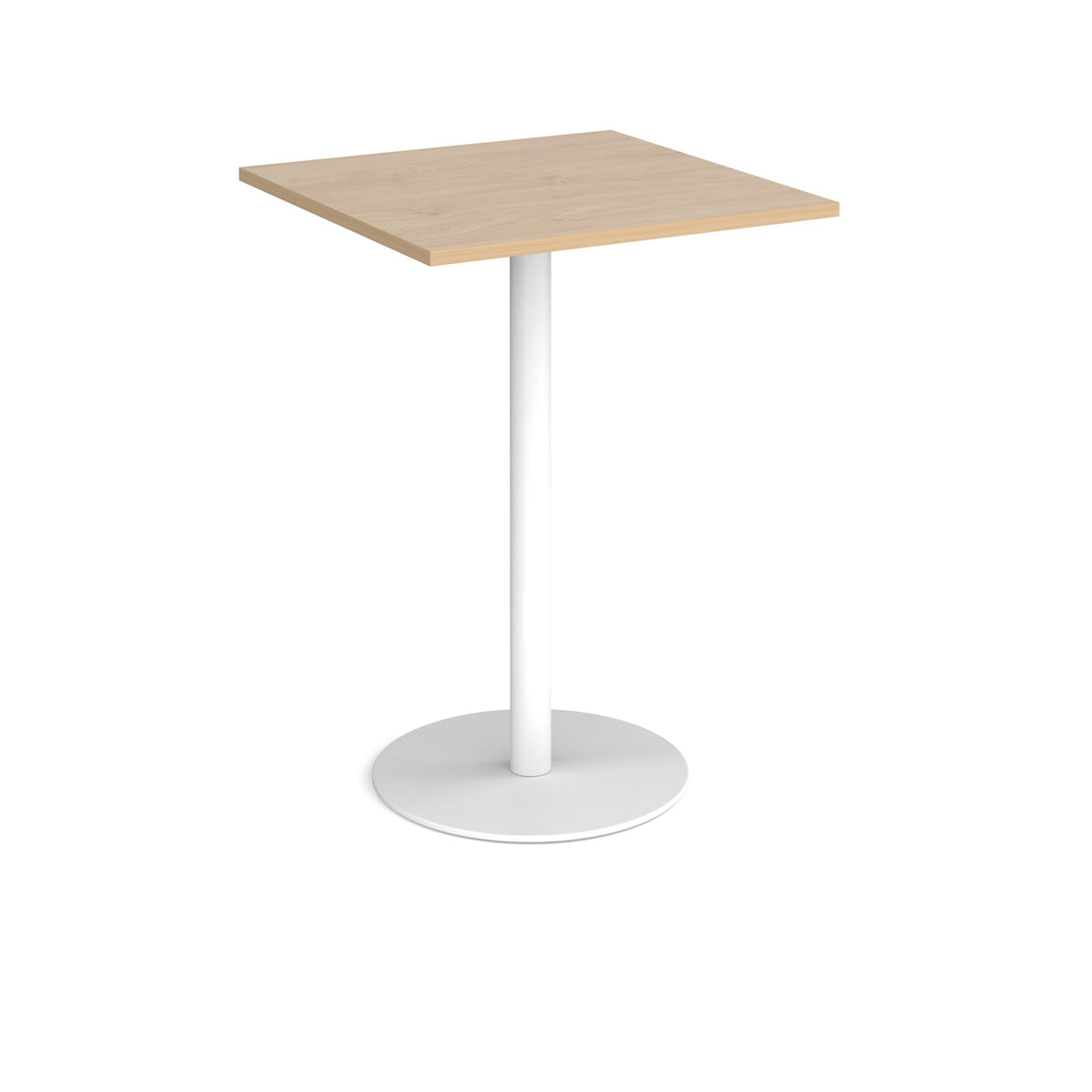 Monza square poseur table with flat round white base 800mm - Kendal oak - view 1