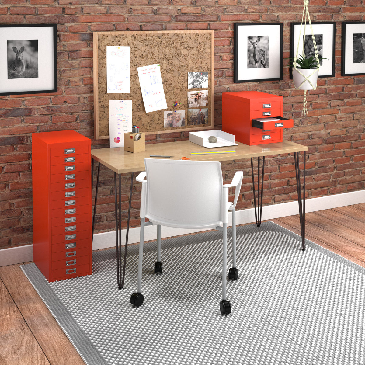 Bisley multi drawers with 10 drawers - red - view 2