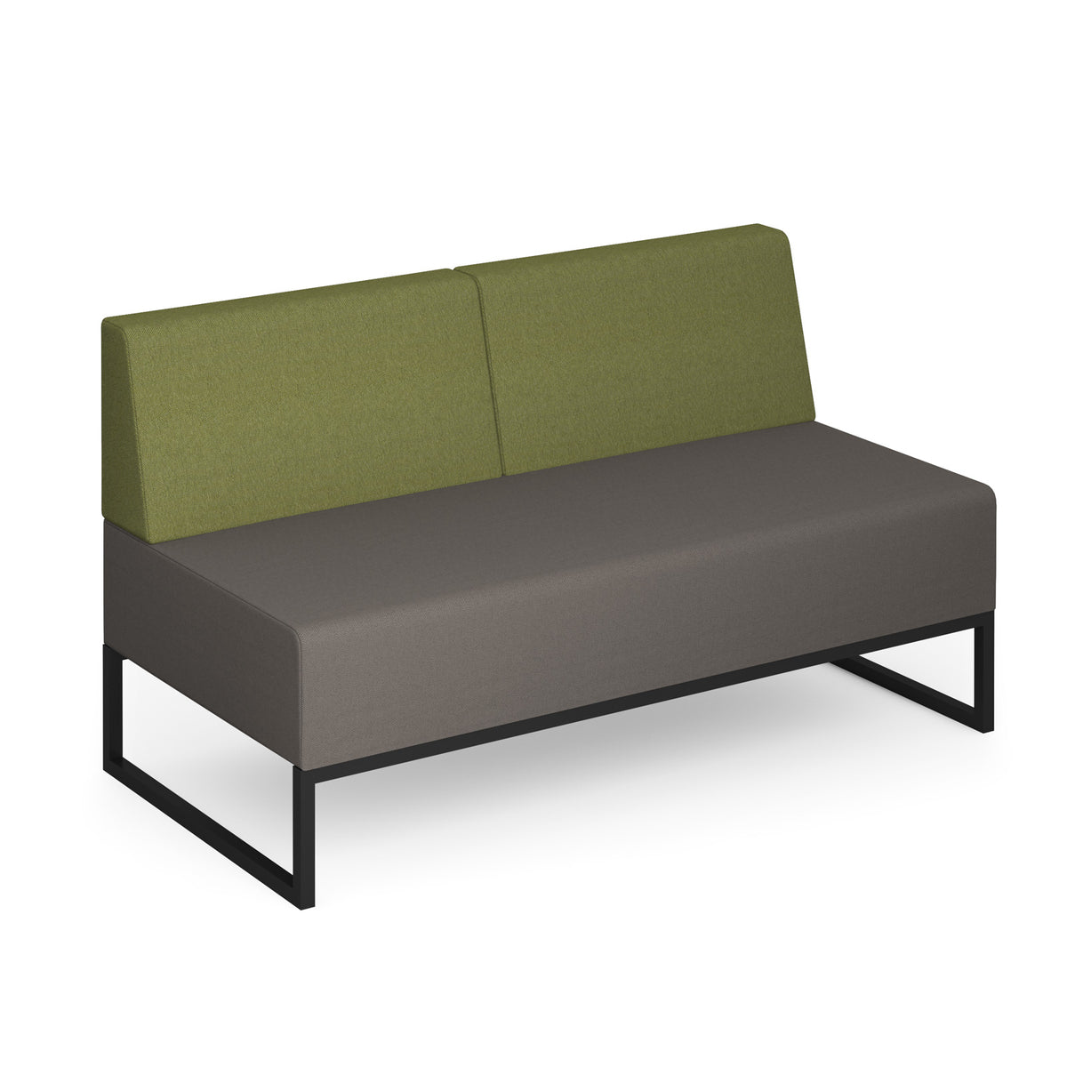 Nera modular soft seating double bench with double back and black frame - view 1