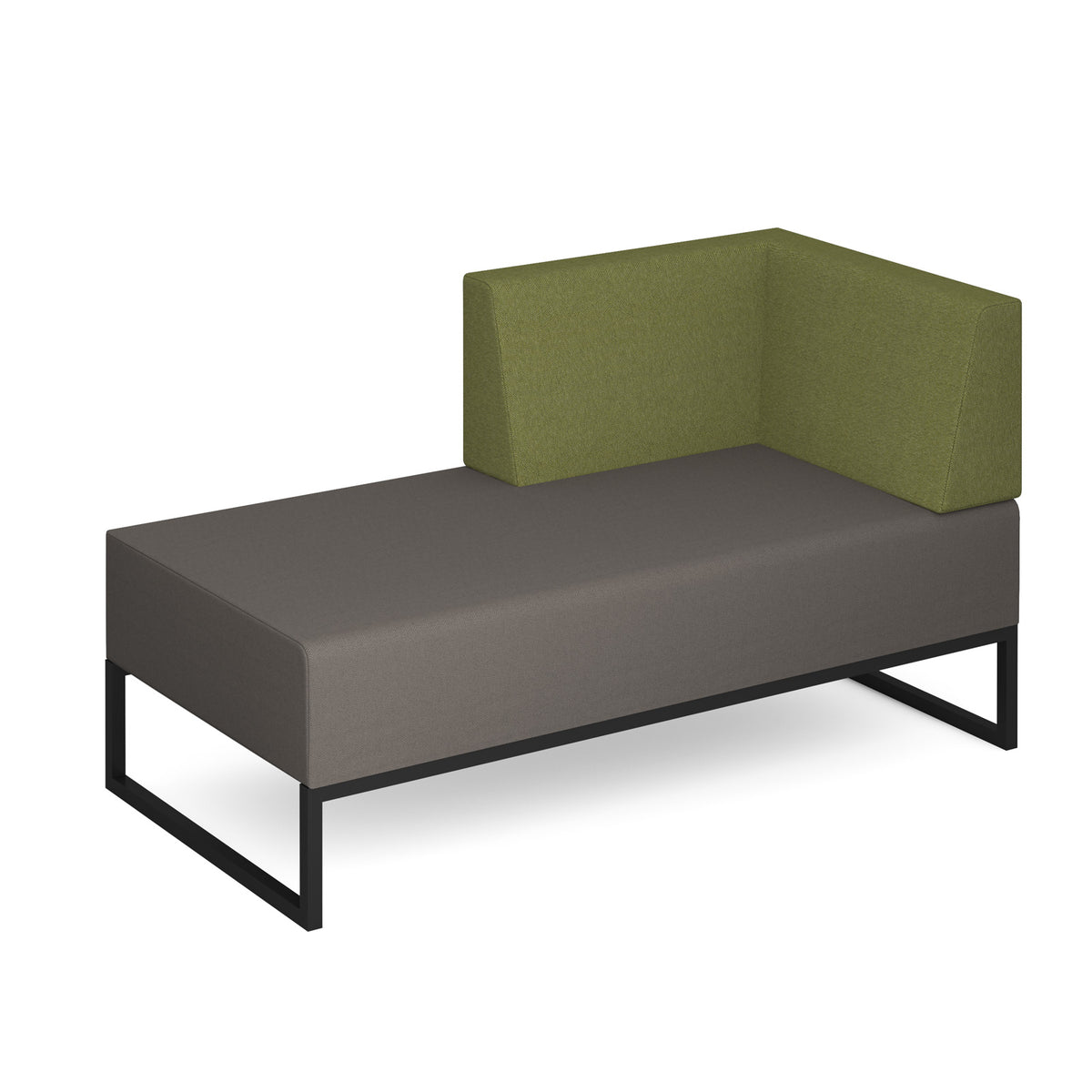 Nera modular soft seating double bench with left hand back and arm and black frame - view 1
